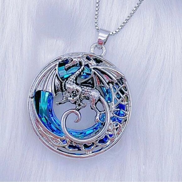 3D Silver Toned Dragon Pendant - Picture 4 of 6